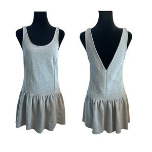 Addison Jersey Drop Waist Grey Low Back Mini Dress